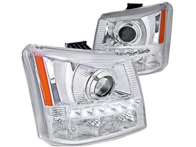 Projector Headlights; LED DRL Tube; Chrome (03-06 Silverado 1500)