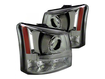 Projector Headlights; With Bumper Lights; Smoked; Chrome (03-05 Silverado 1500)