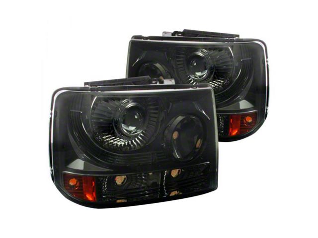 Projector Headlights; Conversion; Smoked; Black (99-02 Silverado 1500)