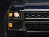 Projector Headlights with Chrome Trim; Matte Black Housing; Clear Lens (14-17 Silverado 1500 w/ Factory Halogen Headlights)