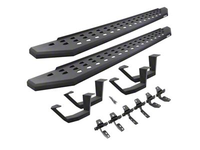 Go Rhino RB20 Running Boards with Drop Steps; Textured Black (19-25 Silverado 1500 Double Cab)