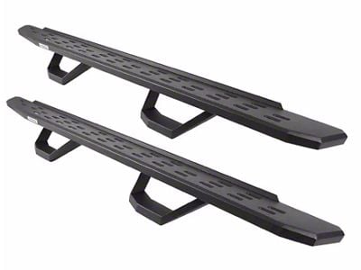 Go Rhino RB30 Running Boards with Drop Steps; Textured Black (14-18 Silverado 1500 Double Cab)