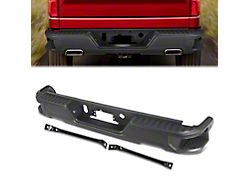 Rear Bumper; Not Pre-Drilled for Backup Sensors; Black (19-26 Silverado 1500 w/ Factory Dual Exhaust)