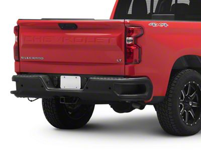 Rear Bumper; Pre-Drilled for Backup Sensors; Black (19-24 Silverado 1500 w/o Factory Dual Exhaust)