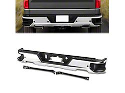 Rear Bumper; Pre-Drilled for Backup Sensors; Chrome (19-25 Silverado 1500 w/ Factory Dual Exhaust)