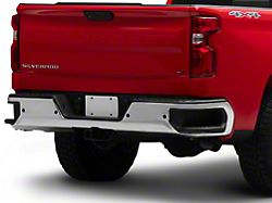 Rear Bumper; Pre-Drilled for Backup Sensors; Chrome (19-25 Silverado 1500 w/o Factory Dual Exhaust)