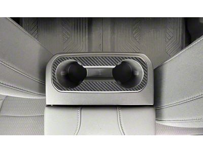 Rear Cup Holder Accent Trim; Raw Carbon Fiber (19-24 Silverado 1500)