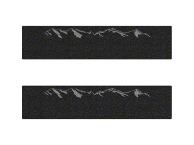 Rear Door Sill Protection with Mountain Logo; Textured Black (14-24 Silverado 1500 Crew Cab)