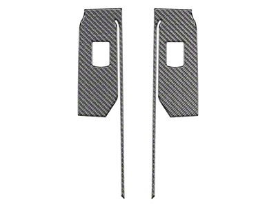 Rear Door Switch Accent Trim; Domed Carbon Fiber (19-25 Silverado 1500 Double Cab, Crew Cab)
