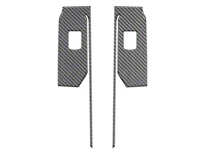 Rear Door Switch Accent Trim; Domed Carbon Fiber (19-24 Silverado 1500 Double Cab, Crew Cab)