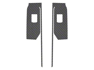 Rear Door Switch Accent Trim; Raw Carbon Fiber (19-25 Silverado 1500 Double Cab, Crew Cab)
