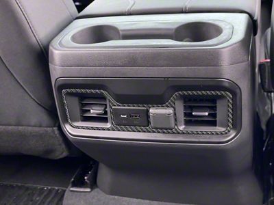 Rear USB Accent Trim; Domed Carbon Fiber (19-24 Silverado 1500)