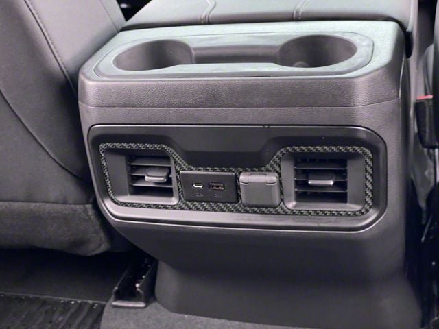 Rear USB Accent Trim; Matte Domed Carbon Fiber (19-24 Silverado 1500)