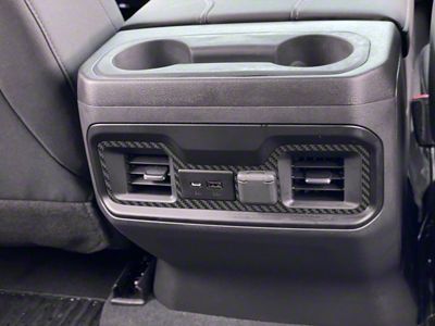 Rear USB Accent Trim; Raw Carbon Fiber (19-25 Silverado 1500)