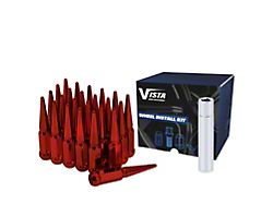 Red Spike Lug Nuts; M14x1.5; Set of 32 (99-26 Silverado 1500)