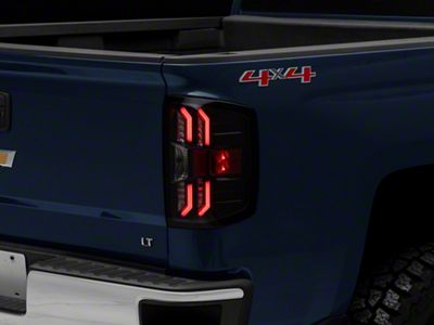 Renegade Series LED Tail Lights; Gloss Black Housing; Clear Lens (14-18 Silverado 1500 w/o Factory LED Tail Lights)