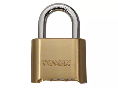 Resettable Combination Padlock; Solid Brass Body; 1-1/4-Inch x 5/16-Inch Shackle