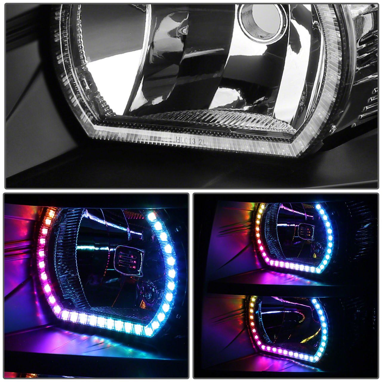 thumbnail image 2 of DNA Motoring LED DRL Strip Headlights – For 2007-2014 Chevy Silverado – Black/Amber 2 of 6