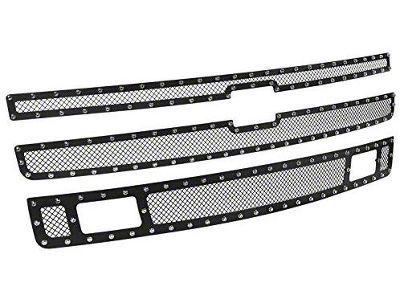 Rivet Style Mesh Upper Grille Insert; Black (07-13 Silverado 1500)