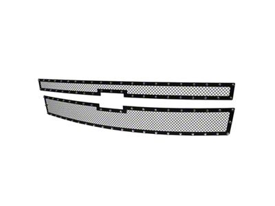 Rivet Style Mesh Upper Grille Insert; Black (14-15 Silverado 1500)