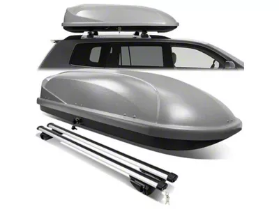 Roof Rack Cross Bars with Lockable Cargo Box; 53-Inch Cross Bars; Gray (Universal; Some Adaptation May Be Required)