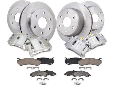 Vented 6-Lug Brake Rotor, Pad and Caliper Kit; Front and Rear (99-06 2WD Silverado 1500)