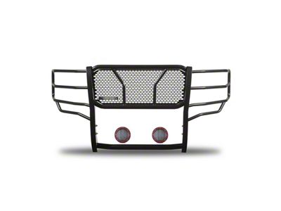 Rugged Heavy Duty Grille Guard with 5.30-Inch Red Round LED Lights; Black (14-18 Silverado 1500 w/o Active Grille Shutters)
