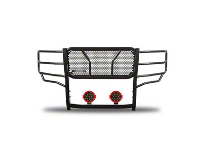 Rugged Heavy Duty Grille Guard with 7-Inch Red Round LED Lights; Black (14-18 Silverado 1500 w/o Active Grille Shutters)