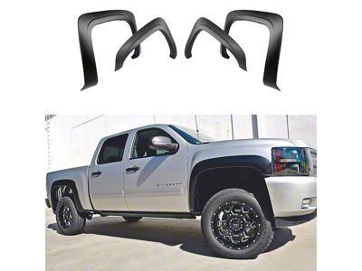 Rugged OE Style Fender Flares; Smooth Black (07-13 Silverado 1500 w/ 6.50-Foot Standard & 8-Foot Long Box)