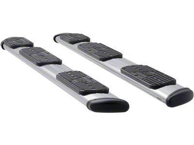 Regal 7-Inch Wheel-to-Wheel Oval Side Step Bars; Polished Stainless (19-24 Silverado 1500 Crew Cab w/ 5.80-Foot Short Box)