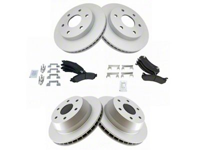 Semi-Metallic 6-Lug Brake Rotor and Pad Kit; Front and Rear (02-04 Silverado 1500 w/ 13-Inch Rotors & Quadrasteer; 05-06 4WD Silverado 1500 w/ 13-Inch Rotors & Quadrasteer)