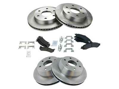 Semi-Metallic 6-Lug Brake Rotor and Pad Kit; Front and Rear (02-04 Silverado 1500 w/ 13-Inch Rotors & Quadrasteer; 05-06 4WD Silverado 1500 w/ 13-Inch Rotors & Quadrasteer)