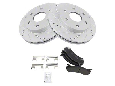 Semi-Metallic Performance 6-Lug Brake Rotor and Pad Kit; Front (99-06 Silverado 1500 w/ Rear Disc Brakes)