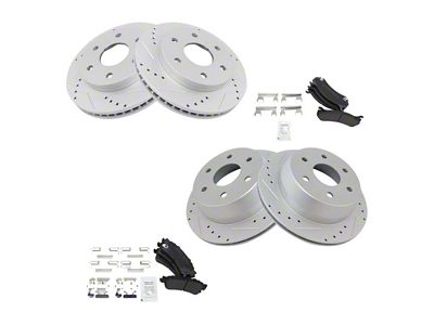 Semi-Metallic Performance 6-Lug Brake Rotor and Pad Kit; Front and Rear (99-06 Silverado 1500 w/ Single Piston Rear Calipers)