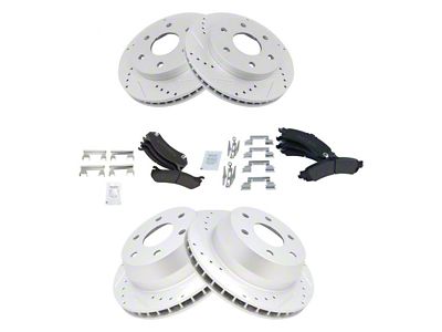 Semi-Metallic Performance 6-Lug Brake Rotor and Pad Kit; Front and Rear (02-06 Silverado 1500 w/ Dual Piston Rear Calipers)