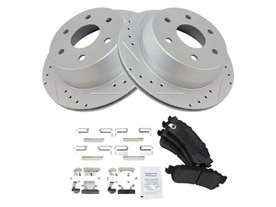 Semi-Metallic Performance 6-Lug Brake Rotor and Pad Kit; Rear (99-06 Silverado 1500 w/ Single Piston Rear Calipers)