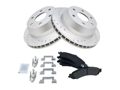 Semi-Metallic Performance 6-Lug Brake Rotor and Pad Kit; Rear (02-06 Silverado 1500 w/ Dual Piston Rear Calipers)