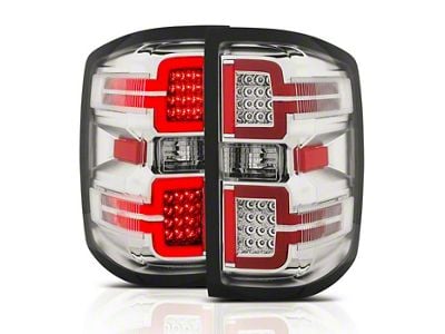 Sequential LED Tail Lights; Chrome Housing; Clear Lens (14-18 Silverado 1500 w/ Factory Halogen Tail Lights)