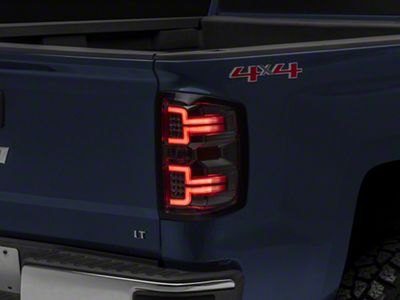 Sequential LED Tail Lights; Black Housing; Smoked Lens (14-18 Silverado 1500 w/ Factory Halogen Tail Lights)