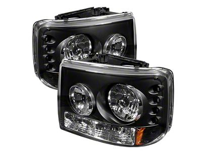 Signature Series Crystal Headlights; Black Housing; Clear Lens (99-02 Silverado 1500)