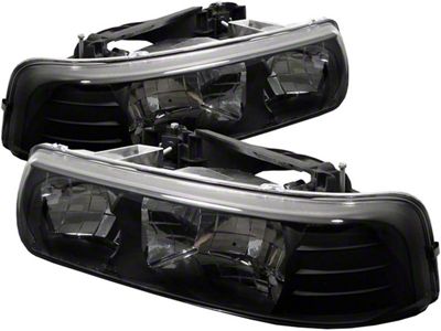 Signature Series Crystal Headlights; Black Housing; Clear Lens (99-02 Silverado 1500)