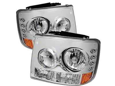 Signature Series Crystal Headlights; Chrome Housing; Clear Lens (99-02 Silverado 1500)