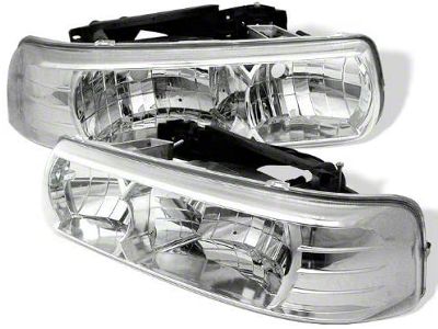 Signature Series Crystal Headlights; Chrome Housing; Clear Lens (99-02 Silverado 1500)