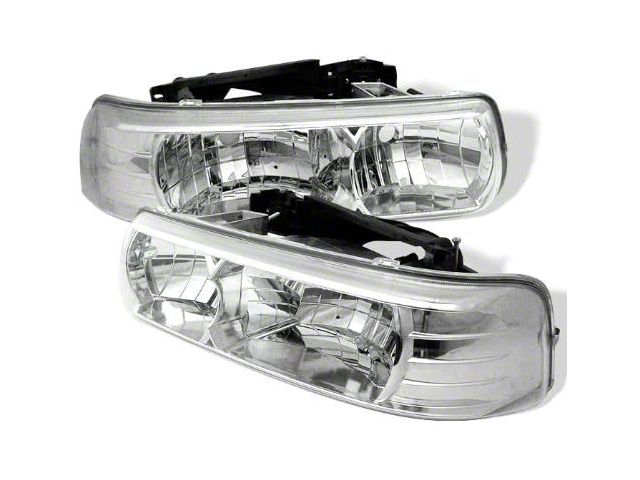Signature Series Crystal Headlights; Chrome Housing; Clear Lens (99-02 Silverado 1500)