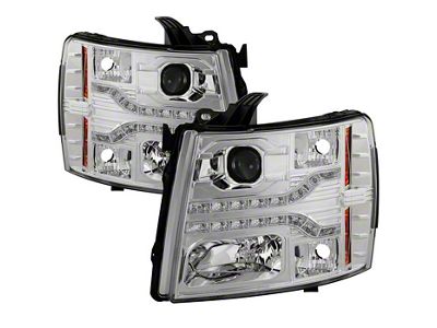 Signature Series Version 2 LED DRL Projector Headlights; Chrome (07-13 Silverado 1500)