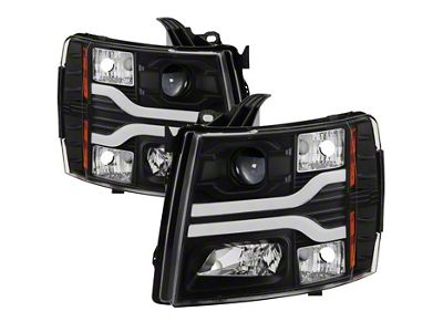Signature Series Version 3 LED DRL Projector Headlights; Black (07-13 Silverado 1500)