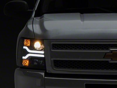 Signature Series Version 3 LED DRL Projector Headlights; Black (07-13 Silverado 1500)