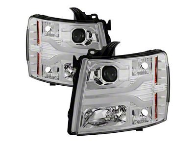 Signature Series Version 3 LED DRL Projector Headlights; Chrome (07-13 Silverado 1500)