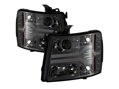 Signature Series Version 3 LED DRL Projector Headlights; Smoke (07-13 Silverado 1500)