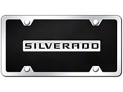 Silverado License Plate; Chrome on Black (Universal; Some Adaptation May Be Required)